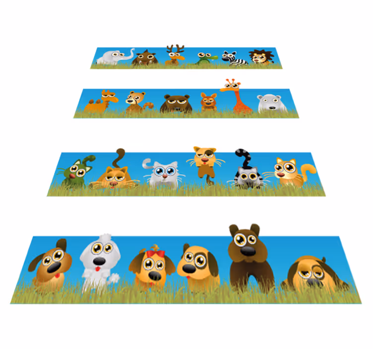 Vinyl teppich kinder mit tieren in streifen - TenStickers