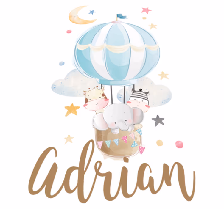 Vinyl teppich kinder mit drei tieren auf ballons - TenStickers