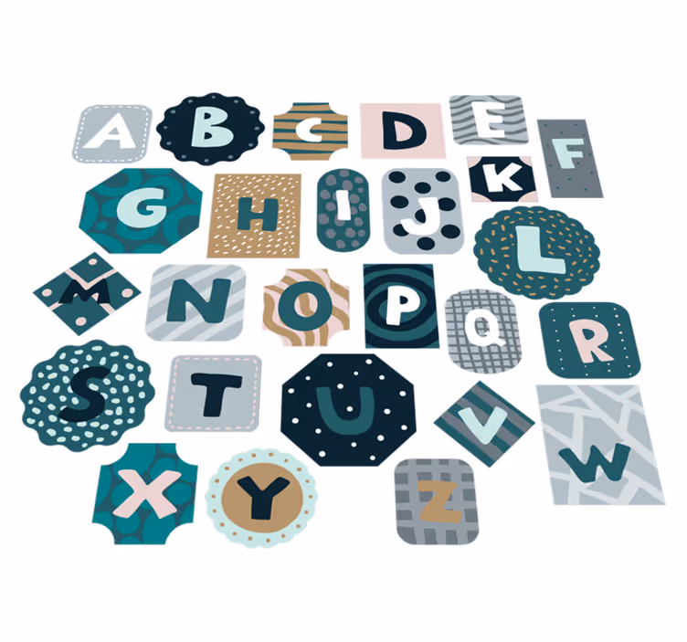 Vinyl teppich kinder mit alphabet aufkleber im nordic stil - TenStickers