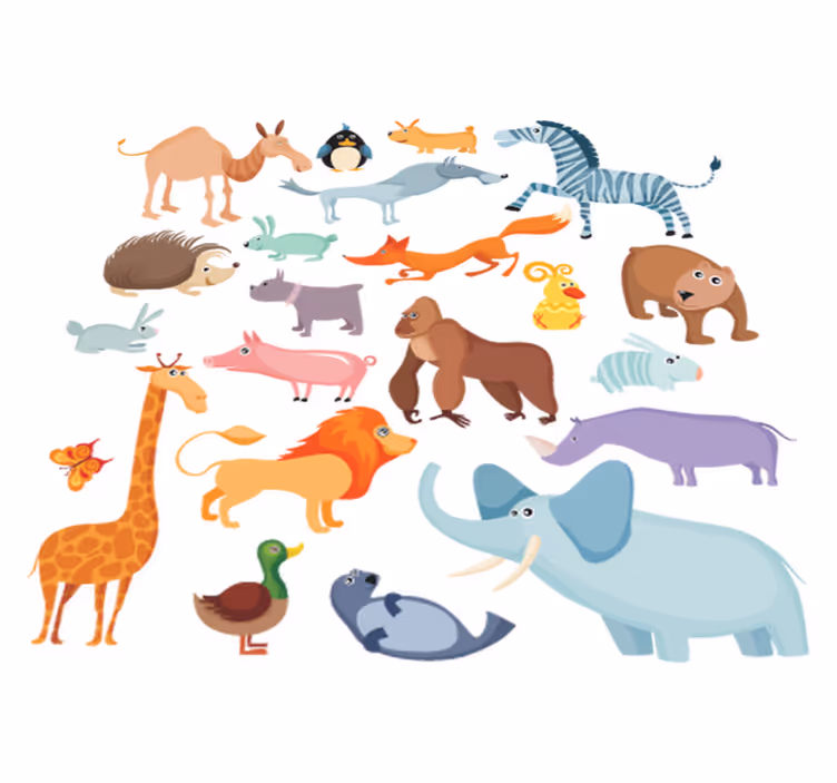 Vinyl teppich kinder mit wilden tierstickern - TenStickers