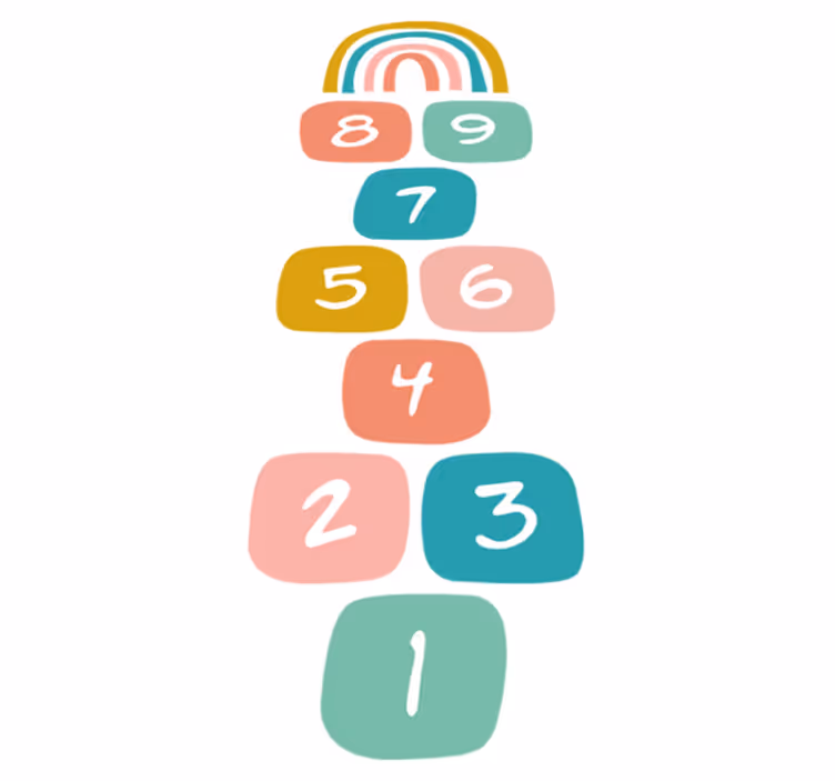 Vinyl teppich kinder hopsen mit regenbogen - TenStickers