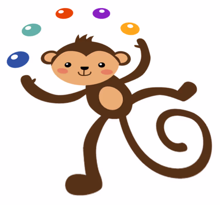 Vinyl teppich kinder mit jonglierendem affen - TenStickers