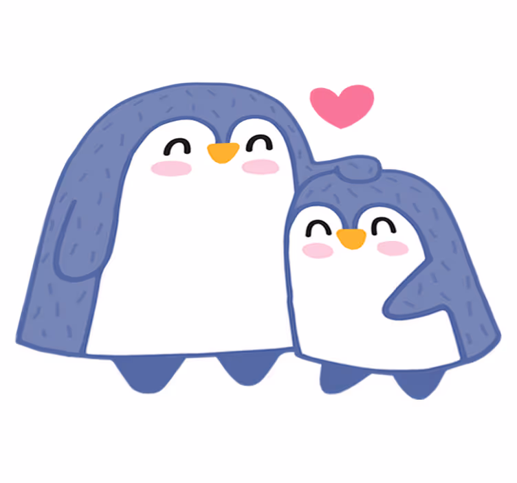 Vinyl teppich kinder mama und baby pinguin - TenStickers
