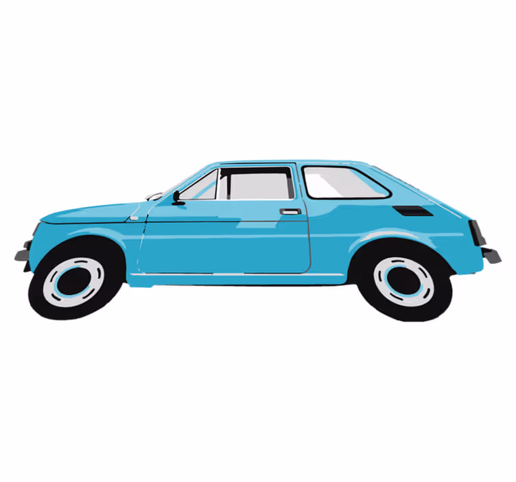 Vinyl teppich kinder blaues vintage auto - TenStickers