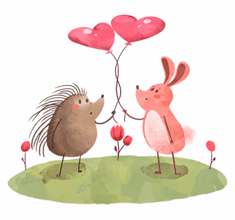 Vinyl teppich kinder igel und kaninchen - TenStickers