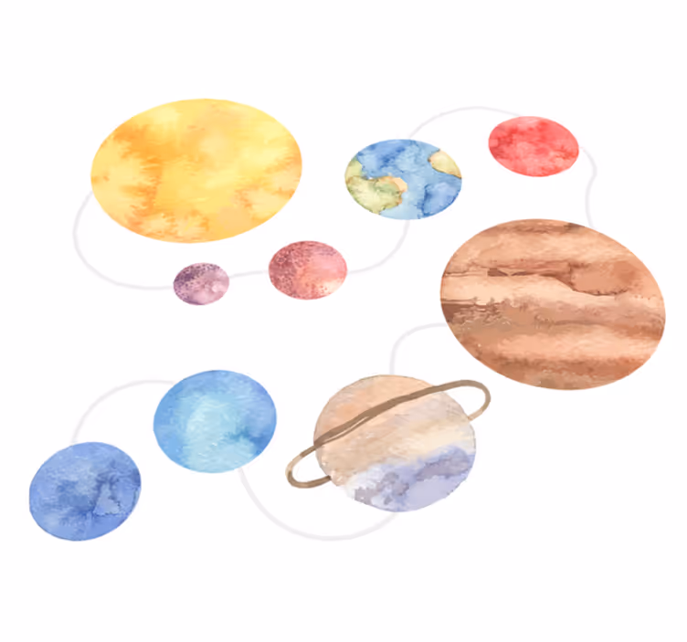Vinyl teppich kinder mit weltkarte des sonnensystems - TenStickers