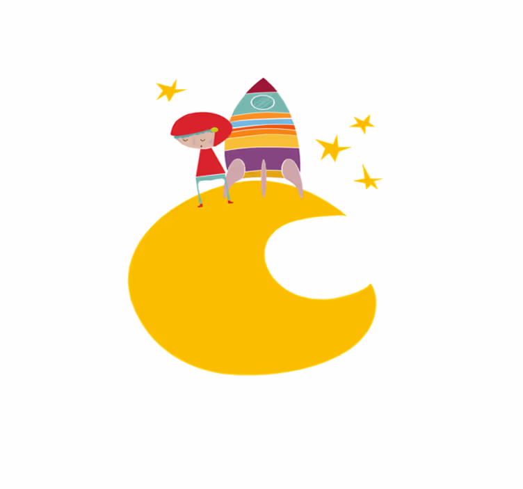 Vinyl teppich kinder rakete auf dem mond - TenStickers