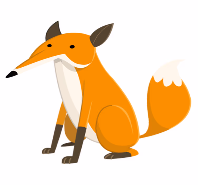 Vinyl teppich kinder mit einfachem sitzenden fuchs - TenStickers