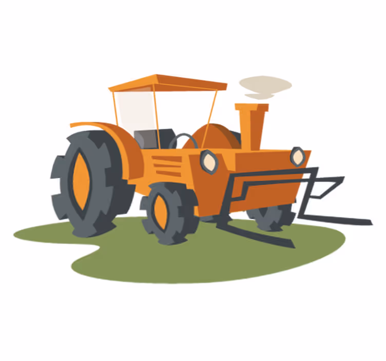 Vinyl teppich kinder mit orangefarbenem traktor - TenStickers