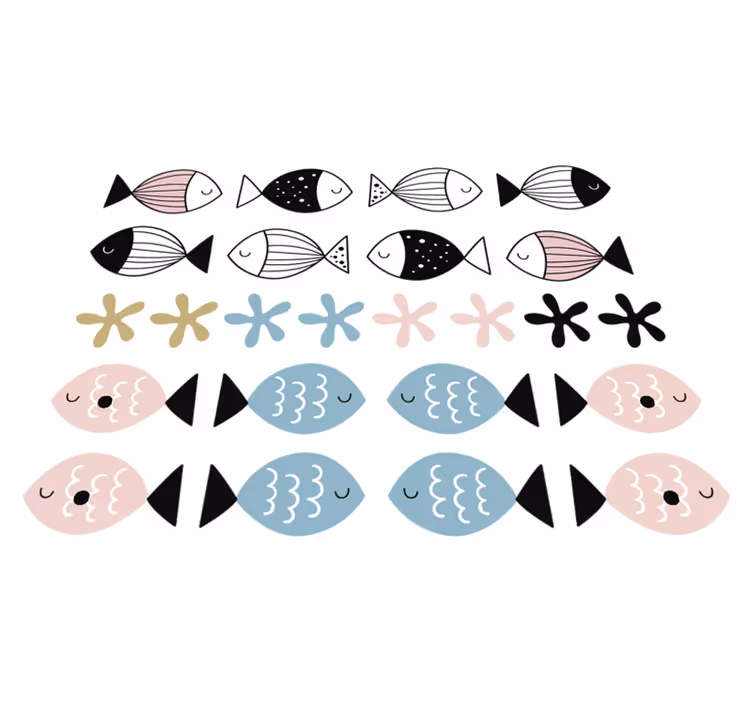 Vinyl teppich kinder fische mit texturen - TenStickers