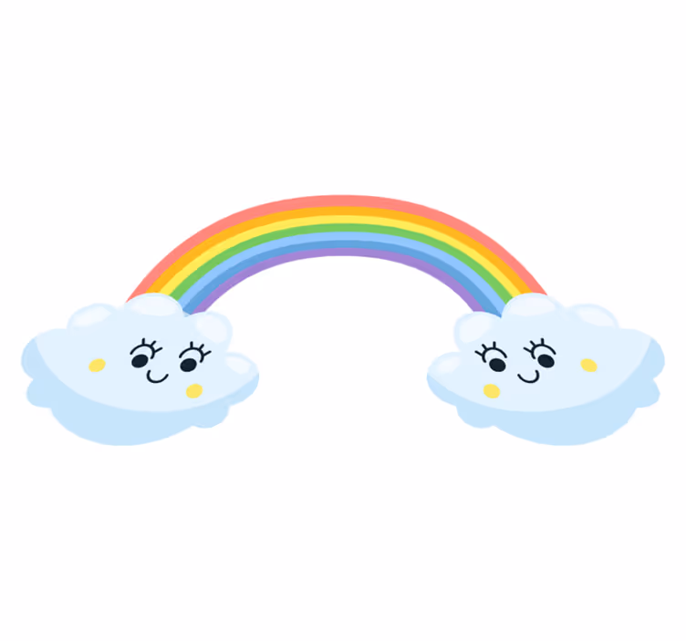 Vinyl teppich kinder süße wolken regenbogen begegnen sich - TenStickers