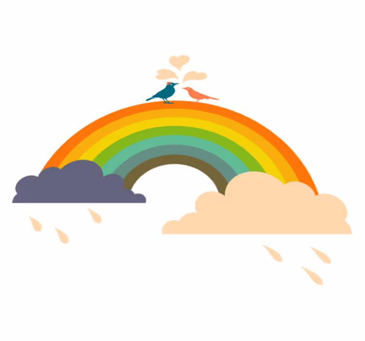 Vinyl teppich kinder vögel auf dem regenbogen - TenStickers