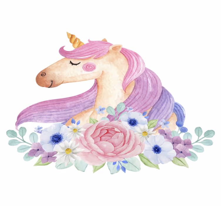 Vinyl teppich kinder aquarell einhorn - TenStickers