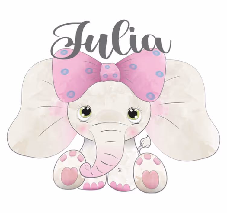 Vinyl teppich kinder elefant mit baby und namen - TenStickers