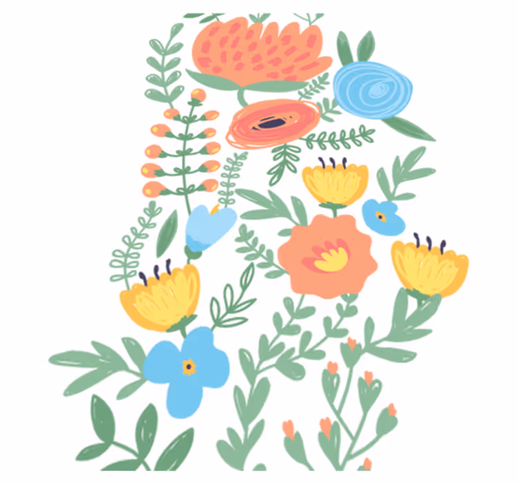 Vinyl teppich kinder mit floralen türstickern - TenStickers