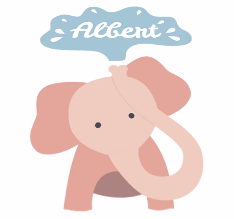 Vinyl teppich kinder mit baby-elefant und namen - TenStickers