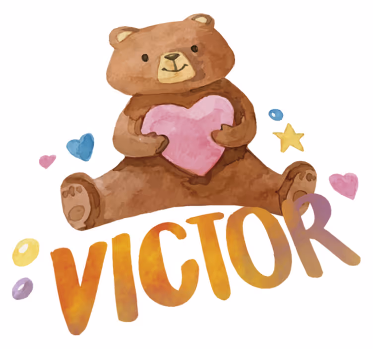 Vinyl teppich kinder mit plüschbär und herz - TenStickers