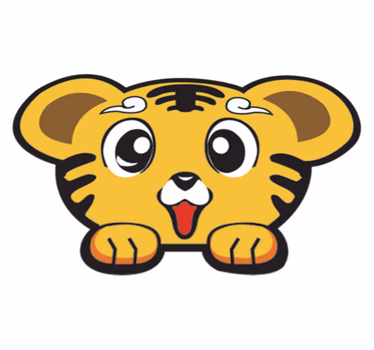 Vinyl teppich kinder glücklicher baby tiger - TenStickers