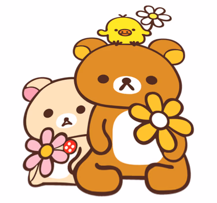 Vinyl teppich kinder mit babybären und vogel - TenStickers