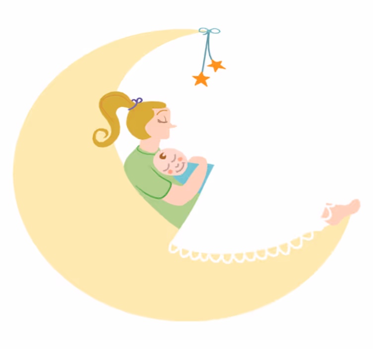 Vinyl teppich kinder mama und baby auf dem mond - TenStickers