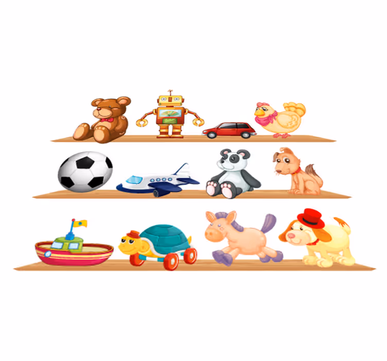 Vinyl teppich kinder mit regalen voller spielzeug - TenStickers