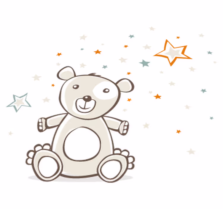 Vinyl teppich kinder teddy mit sternen - TenStickers