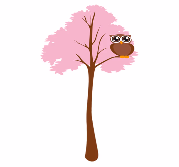 Vinyl teppich kinder pinker baum mit eule - TenStickers