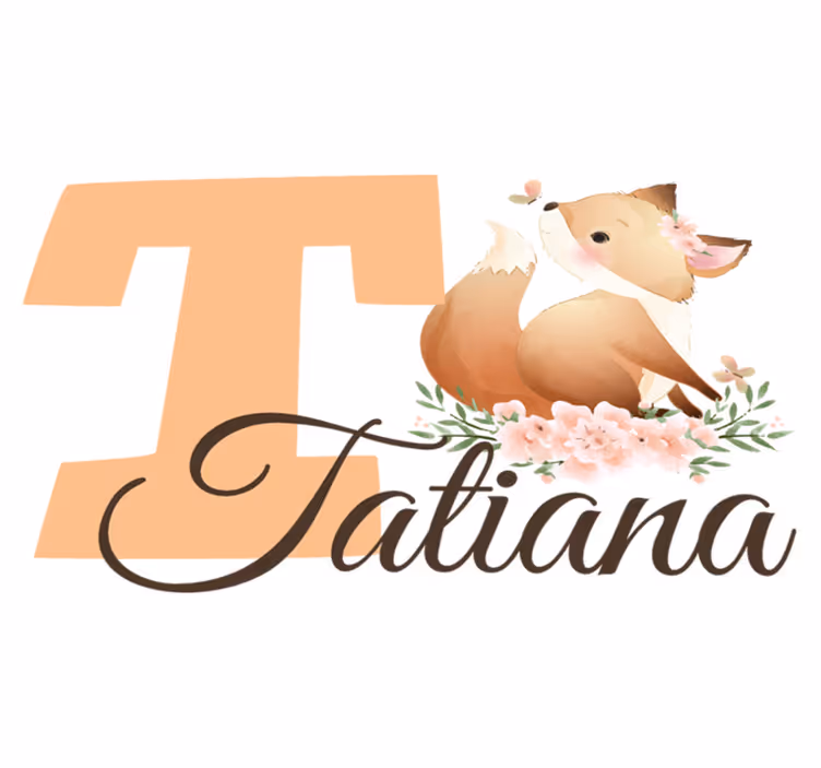 Vinyl teppich kinder mit niedlichem fuchs und name - TenStickers
