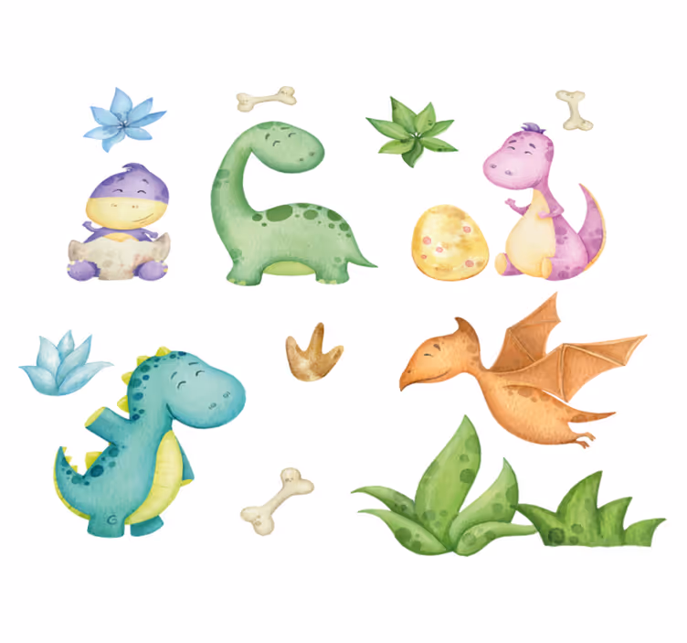 Vinyl teppich schlafzimmer mit nordischem dinosaurier-design - TenStickers
