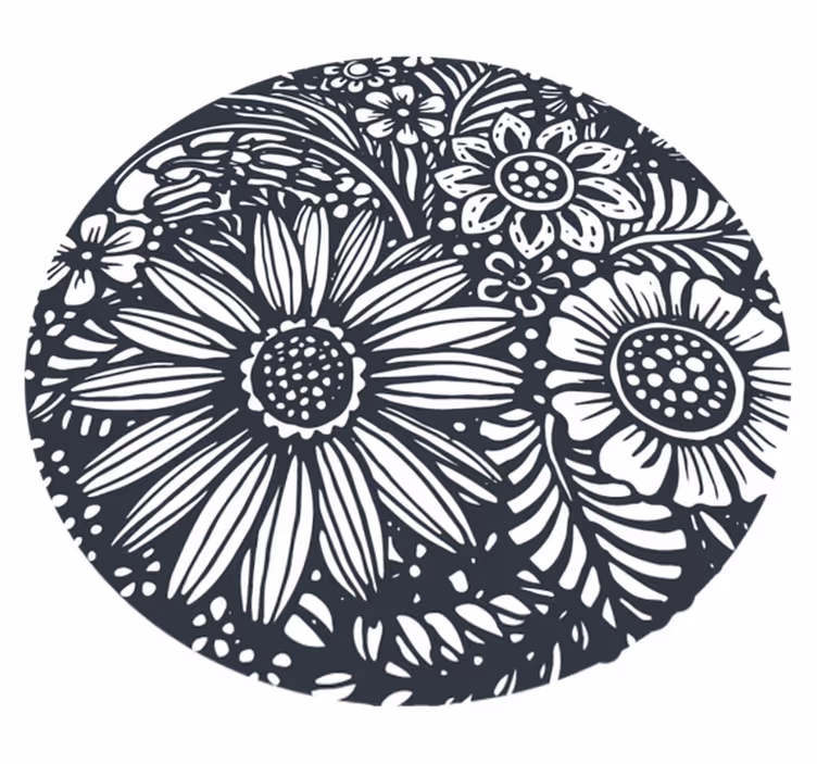Vinyl teppich schlafzimmer mit rundem blumendesign - TenStickers