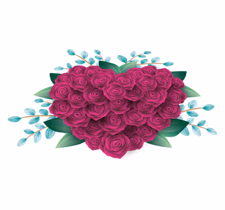 Vinyl teppich schlafzimmer herzkrone mit rosen - TenStickers