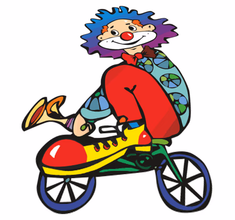 Vinyl teppich kinder clown auf dem fahrrad - TenStickers