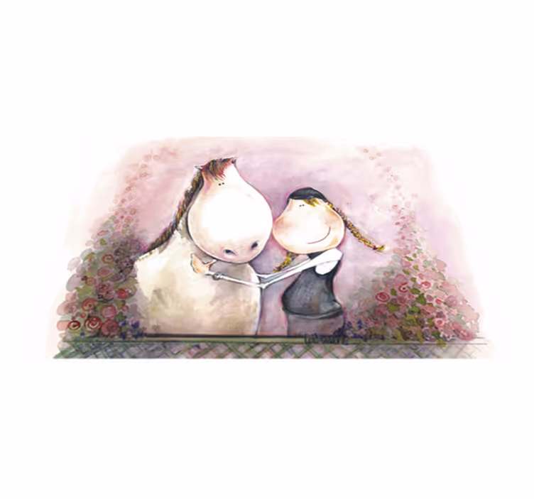 Vinyl teppich kinder mädchen und pferd - TenStickers