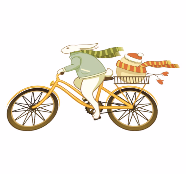 Vinyl teppich kinder mit osterhase auf dem fahrrad - TenStickers