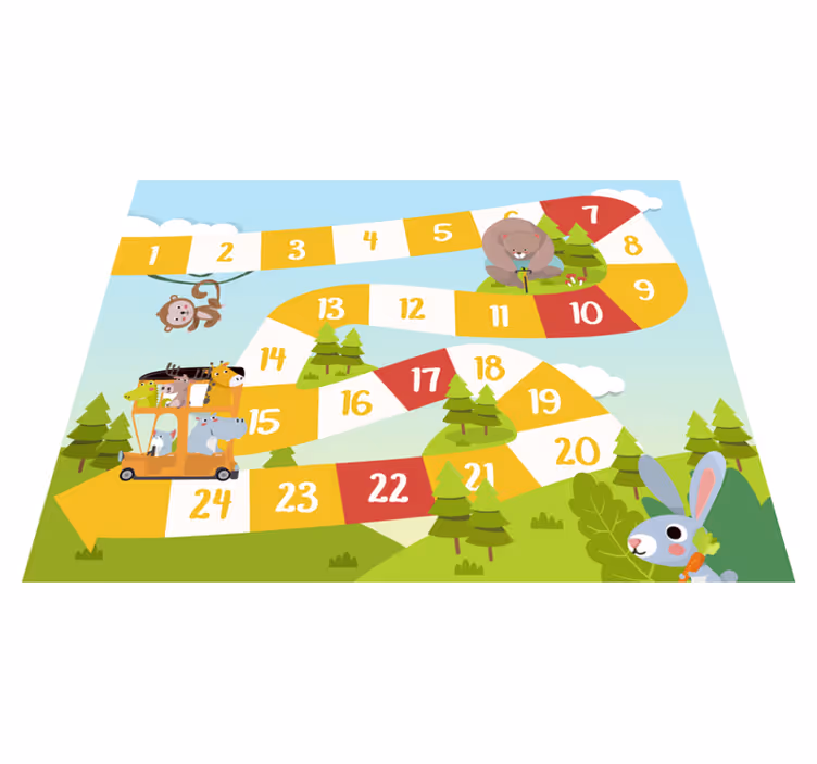 Vinyl teppich spiele mit tiermotiven im cartoonstil - TenStickers