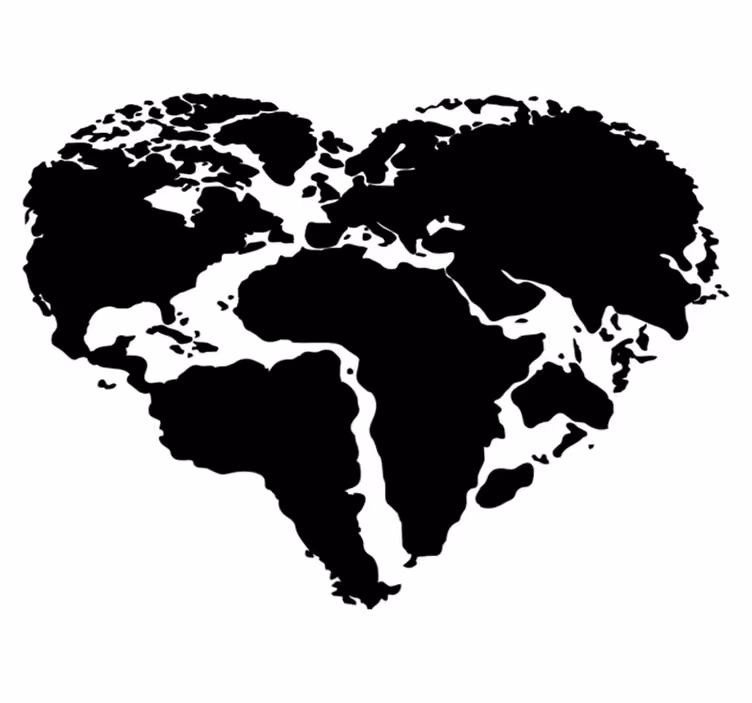 Vinyl teppich weltkarte herzform aufkleber - TenStickers