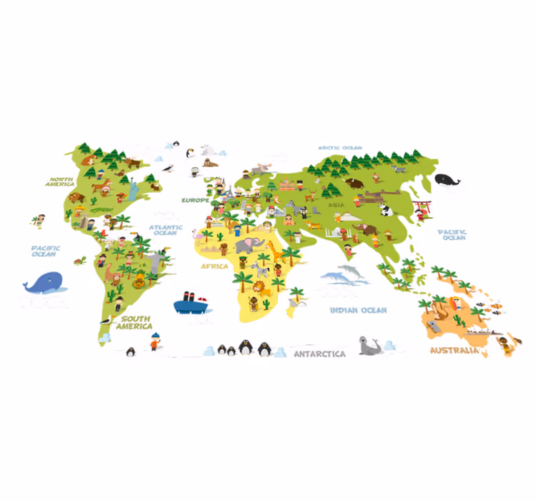 Vinyl teppich weltkarte personenmappe englisch - TenStickers
