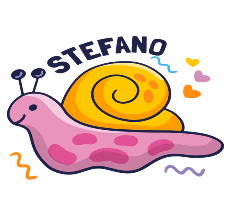 Vinyl teppich kinder bunte schnecke mit namen - TenStickers