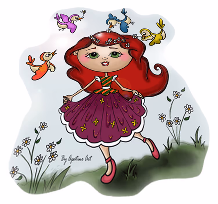 Vinyl teppich kinder mädchen auf dem feld - TenStickers