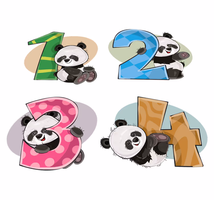 Vinyl teppich kinder mit 4 pandas - TenStickers
