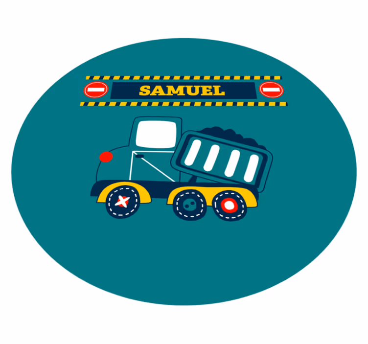 Vinyl teppich kinder mit personalisiertem baustellenfahrzeug - TenStickers