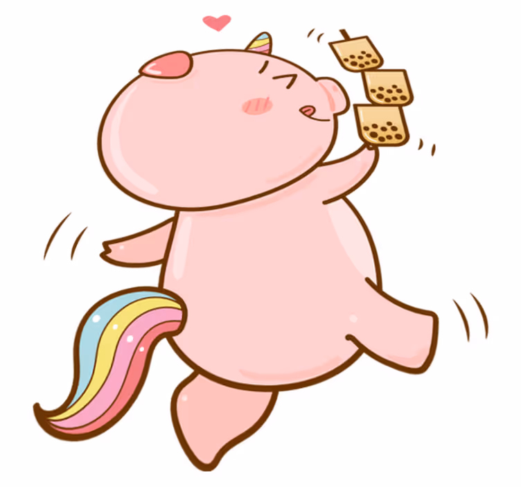 Vinyl teppich kinder mit cartoon schwein einhorn - TenStickers