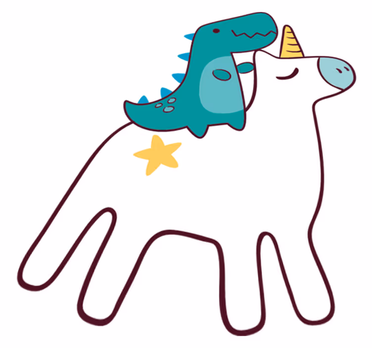 Vinyl teppich kinder mit einhorn und dinosaurier design - TenStickers
