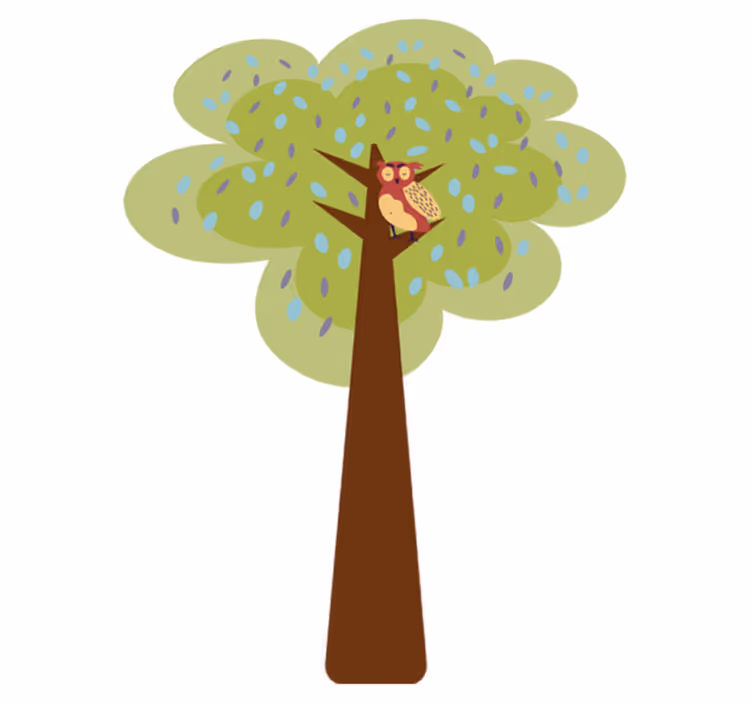 Vinyl teppich kinder mit buntem baum und eule - TenStickers