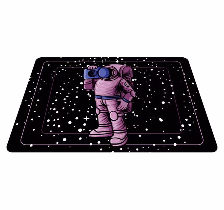 Vinyl teppich kinder astronaut mit radiokassette - TenStickers