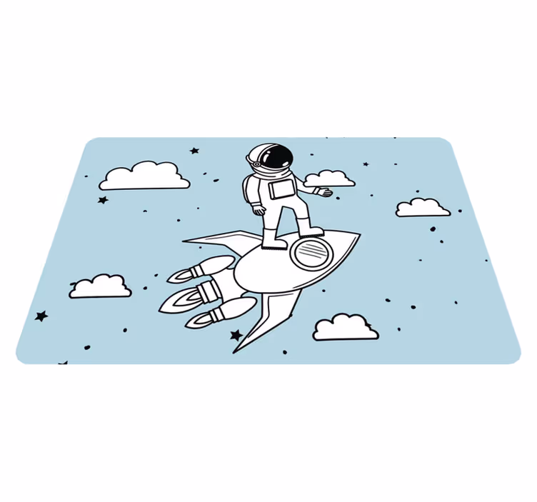 Vinyl teppich kinder rakete astronaut und sterne - TenStickers