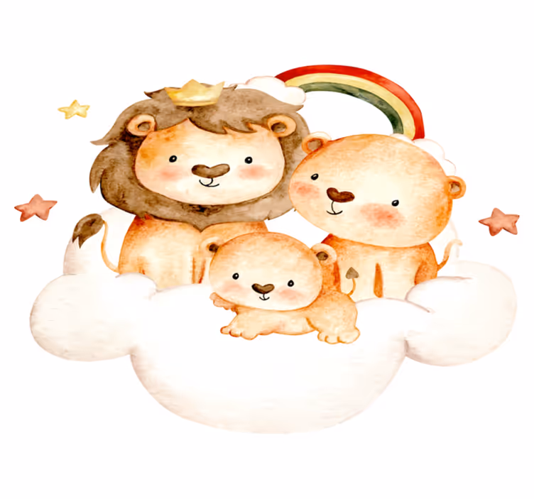 Vinyl teppich kinder mit tierchen, sternen und wolken - TenStickers