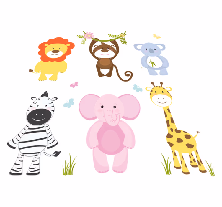 Vinyl teppich kinder mit bunten baby-tieren - TenStickers