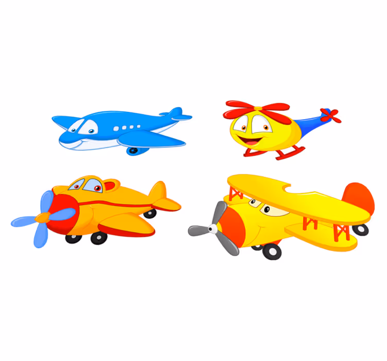 Vinyl teppich kinder mit flugzeugen und hubschraubern - TenStickers