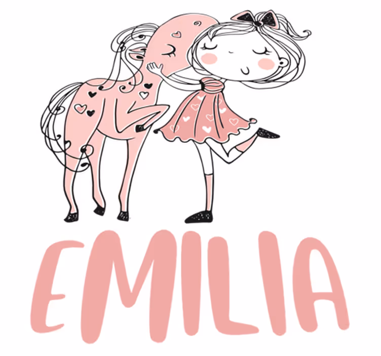 Vinyl teppich kinder prinzessin im rosa kleid mit pferd - TenStickers